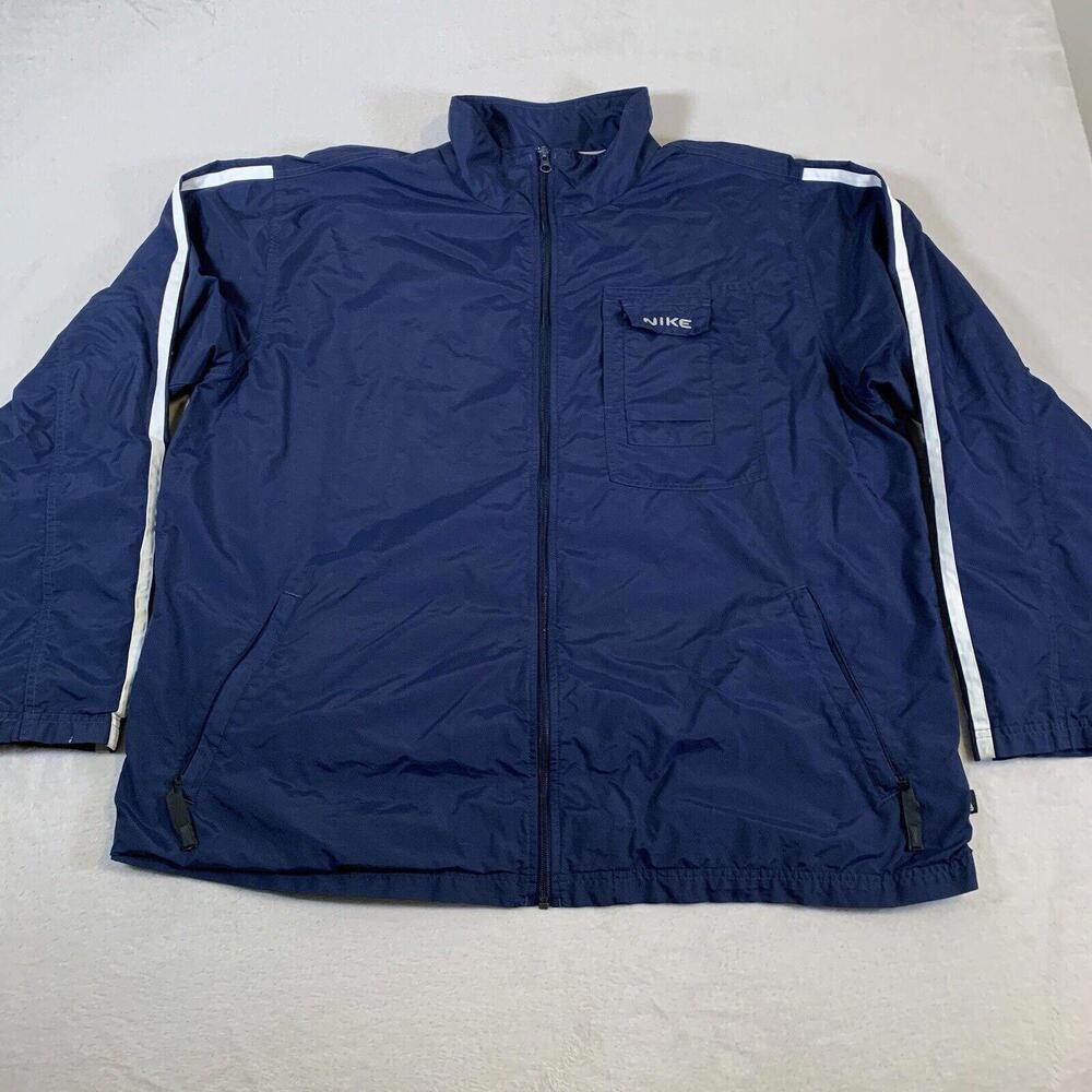 Vintage Nike Jacket Mens 2XL Blue Lined Full Zip 90s Gray Tag Y2K Street Wear
